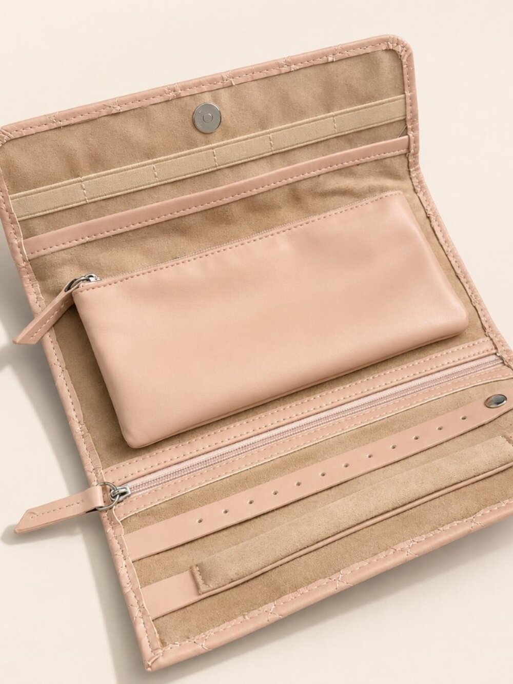 BROUK AND CO Leo Travel Jewelry Clutch Case Quilt Foldable Pink